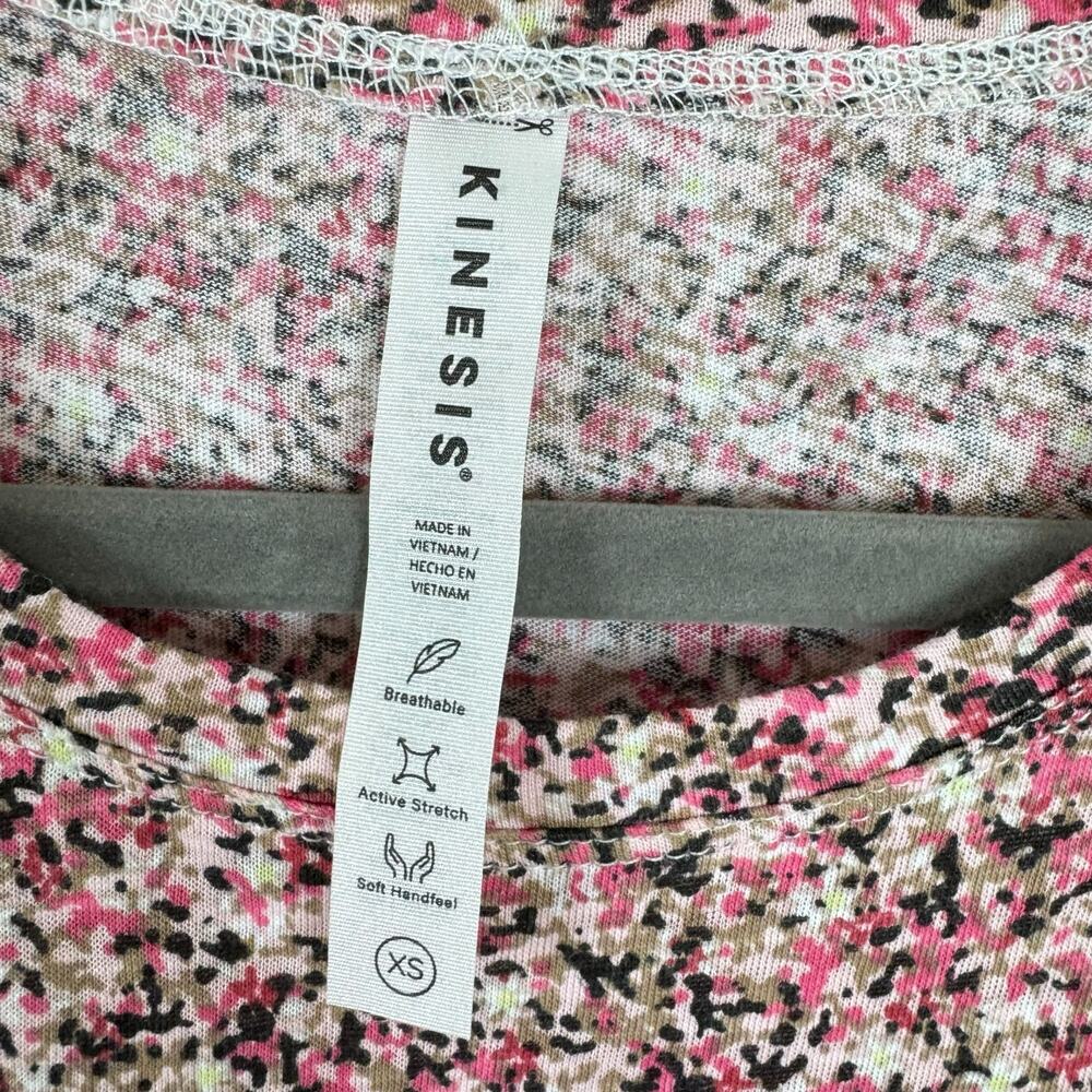 Kinesis Pink Floral Print Breathable Cotton Modal Stretchy Light Tank Top Sz XS - Picture 5 of 6